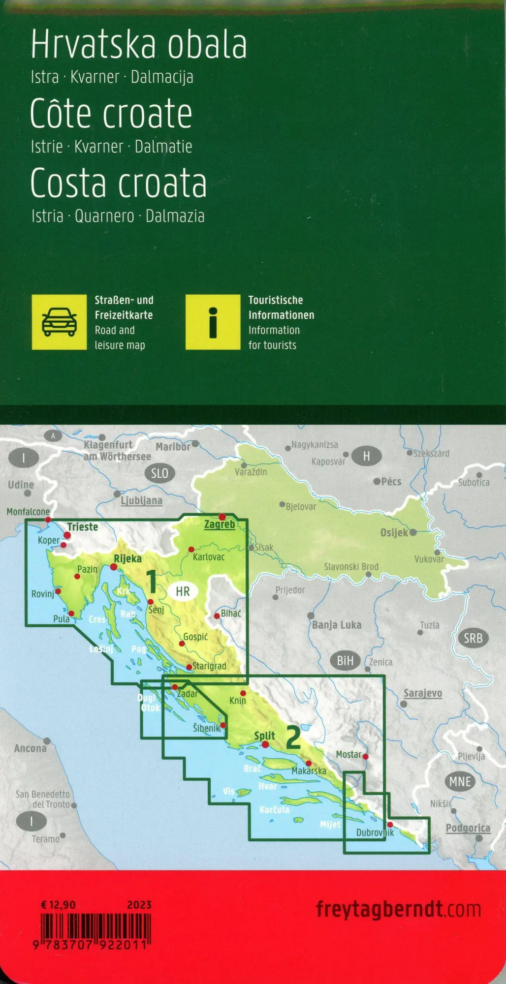 Bild: 9783707922011 | Kroatien Küste, Straßen- und Freizeitkarte 1:200.000, freytag &amp; berndt