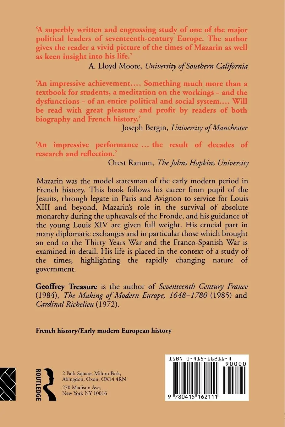 Rückseite: 9780415162111 | Mazarin | The Crisis of Absolutism in France | Geoffrey Treasure