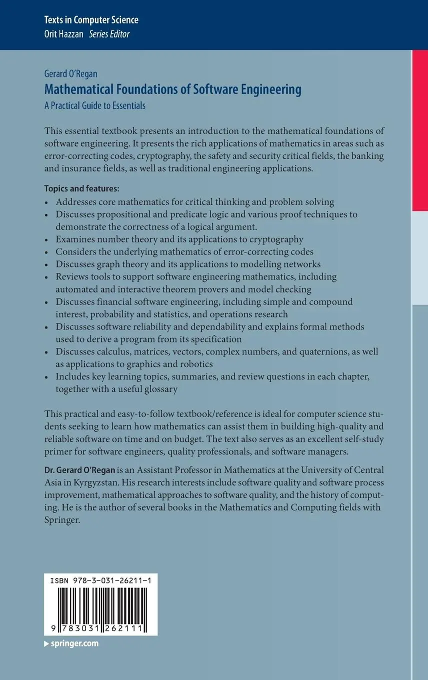 Rückseite: 9783031262111 | Mathematical Foundations of Software Engineering | Gerard O'Regan