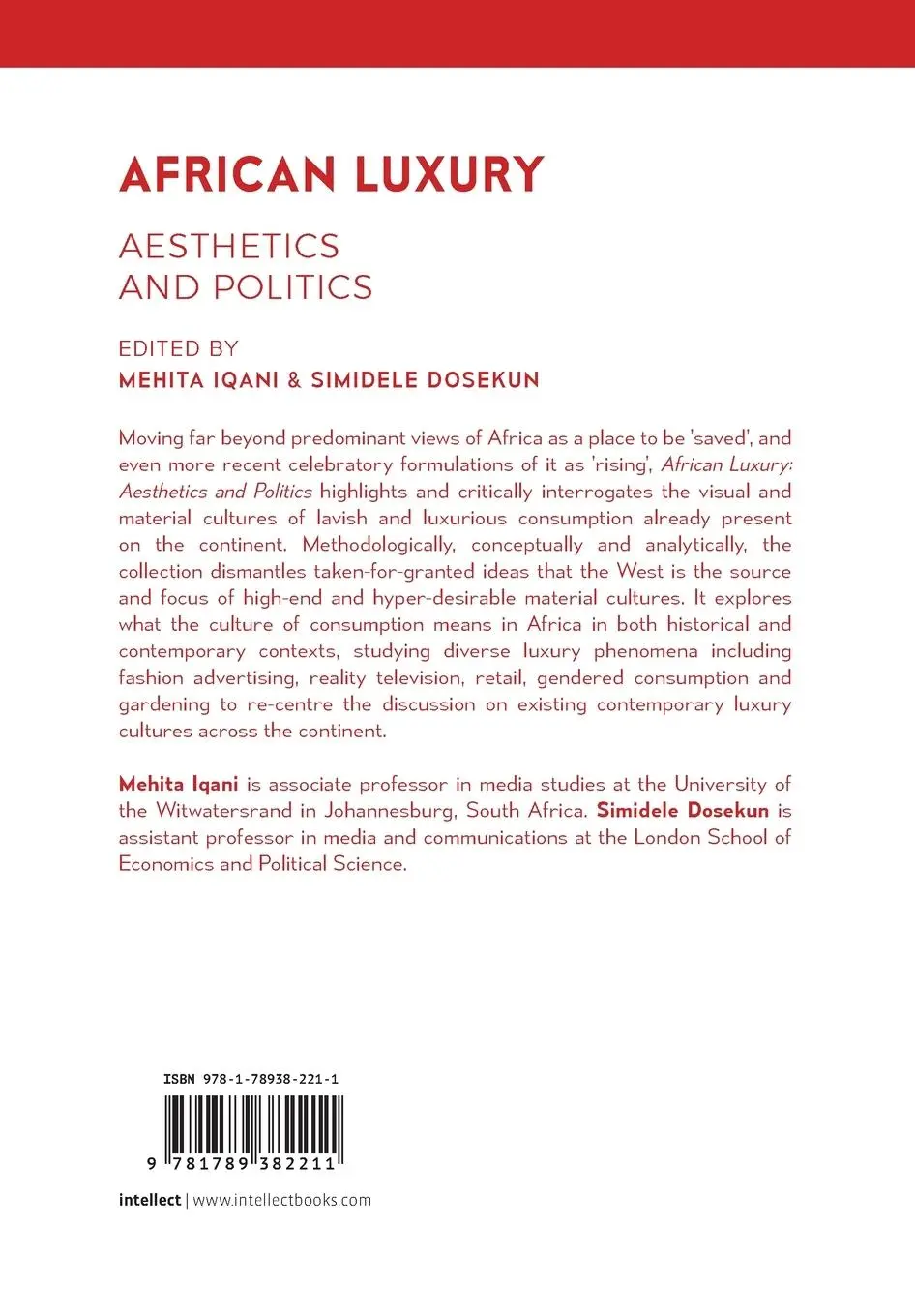 Rückseite: 9781789382211 | African Luxury | Aesthetics and Politics | Mehita Iqani (u. a.) | Buch