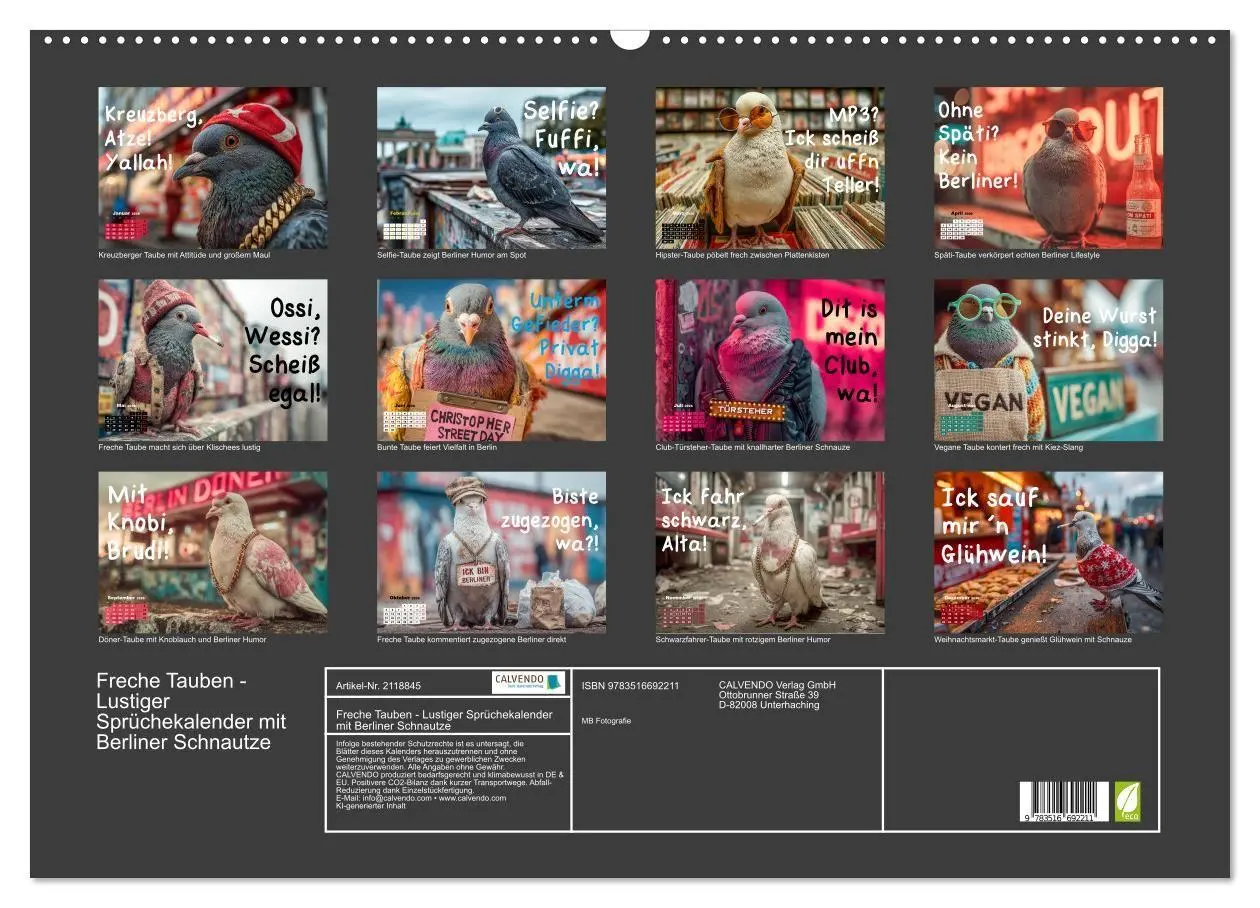 Bild: 9783516692211 | Freche Tauben - Lustiger Sprüchekalender mit Berliner Schnautze...