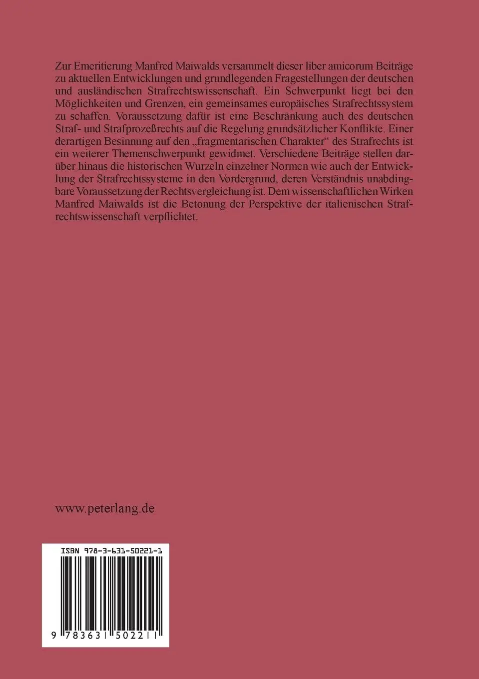 Rückseite: 9783631502211 | Fragmentarisches Strafrecht | Carsten Momsen (u. a.) | Taschenbuch