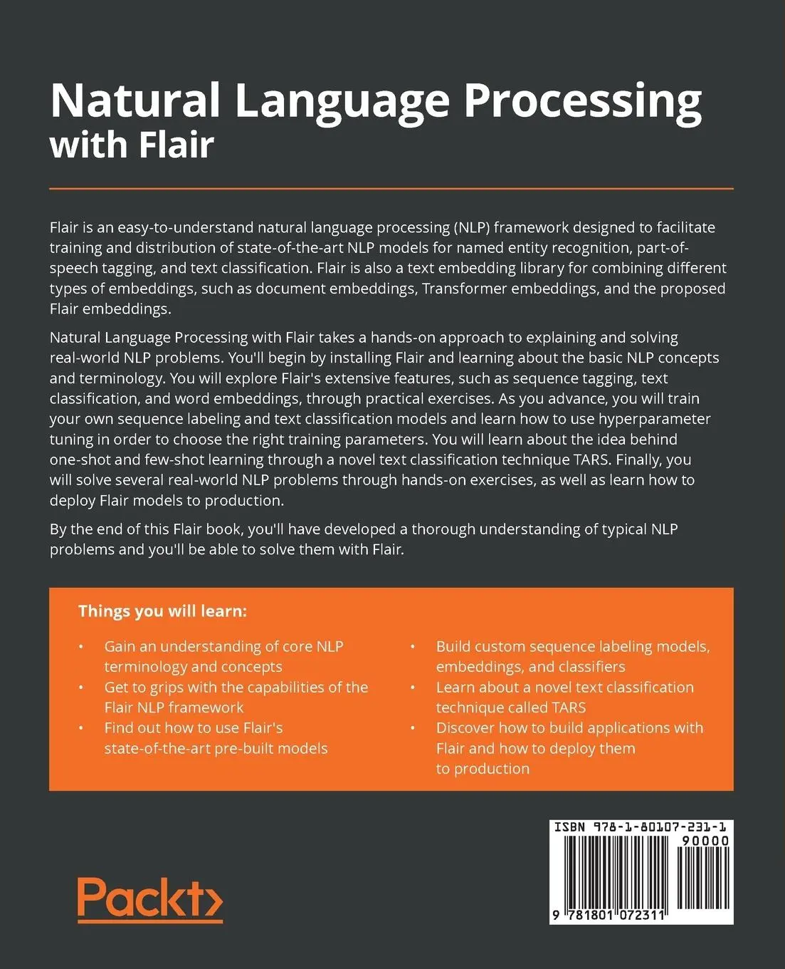 Rückseite: 9781801072311 | Natural Language Processing with Flair | Tadej Magajna | Taschenbuch