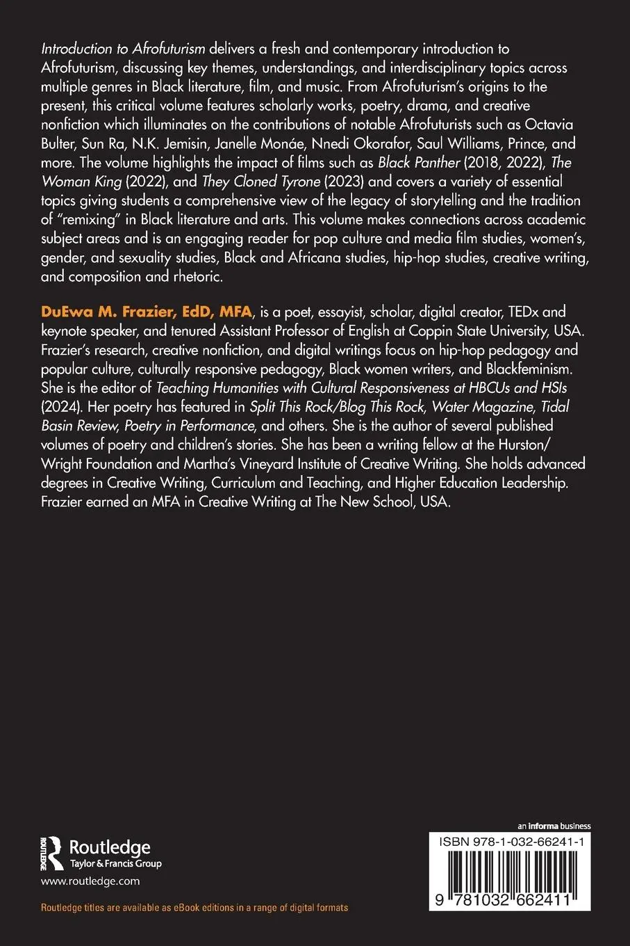 Rückseite: 9781032662411 | Introduction to Afrofuturism | A Mixtape in Black Literature &amp; Arts