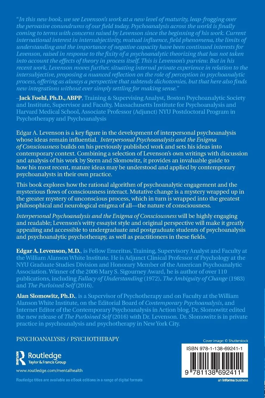Rückseite: 9781138692411 | Interpersonal Psychoanalysis and the Enigma of Consciousness | Buch