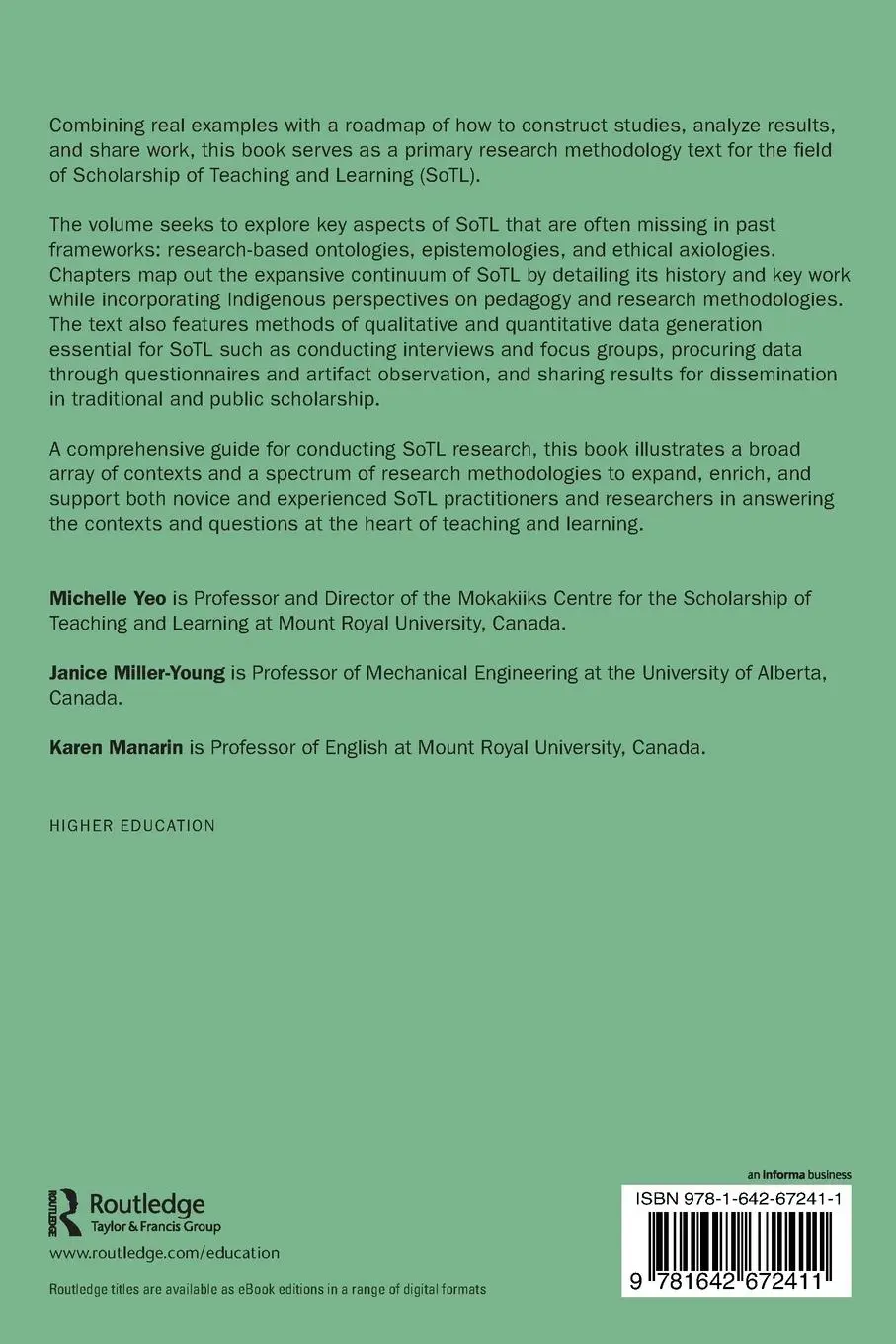 Rückseite: 9781642672411 | SoTL Research Methodologies | Michelle Yeo (u. a.) | Taschenbuch