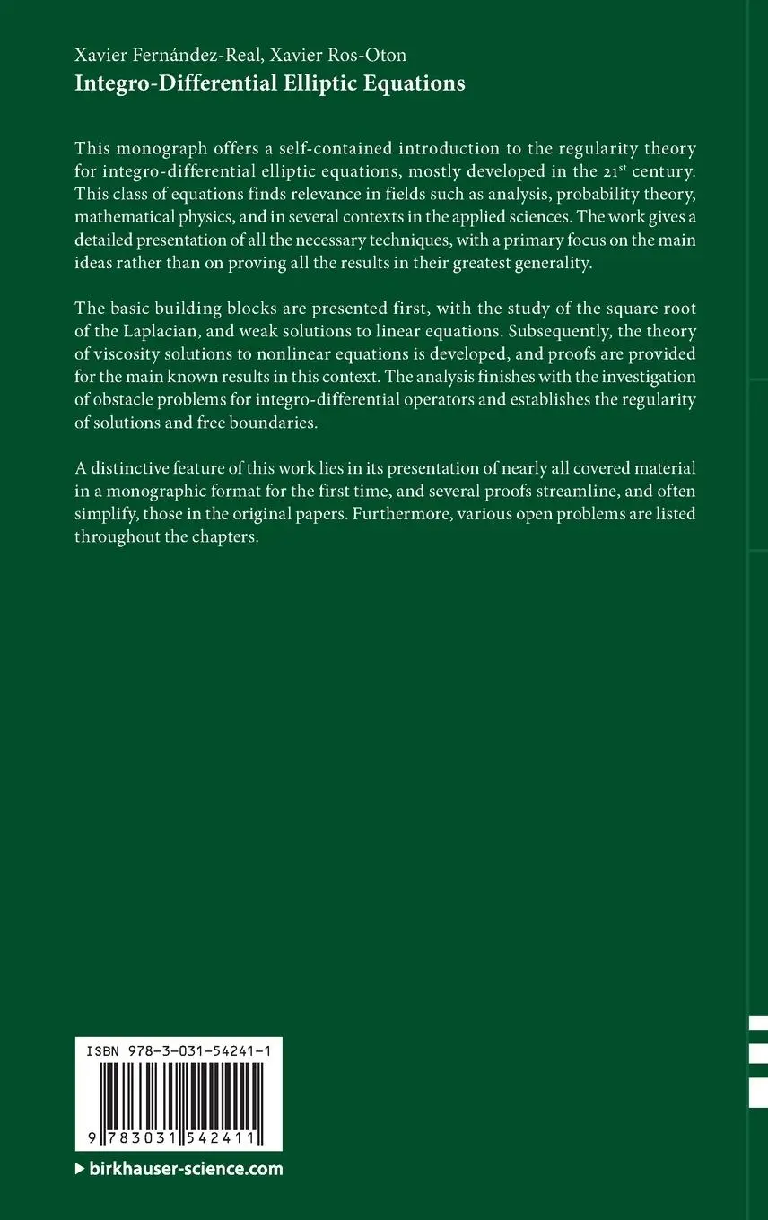 Rückseite: 9783031542411 | Integro-Differential Elliptic Equations | Xavier Ros-Oton (u. a.)