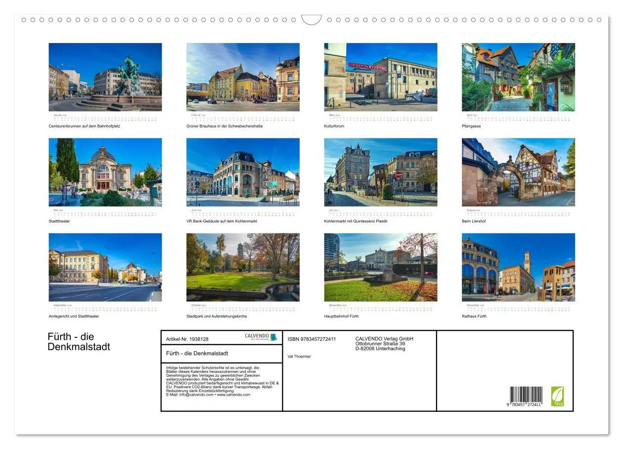 Bild: 9783457272411 | Fürth - die Denkmalstadt (Wandkalender 2026 DIN A2 quer), CALVENDO...