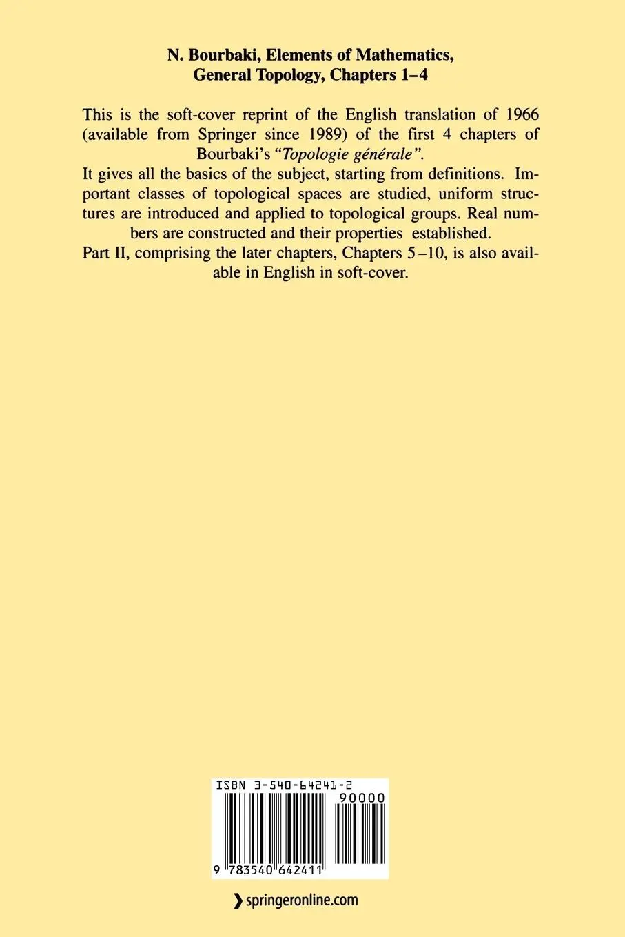 Rückseite: 9783540642411 | General Topology | Chapters 1-4 | N. Bourbaki | Taschenbuch | vii