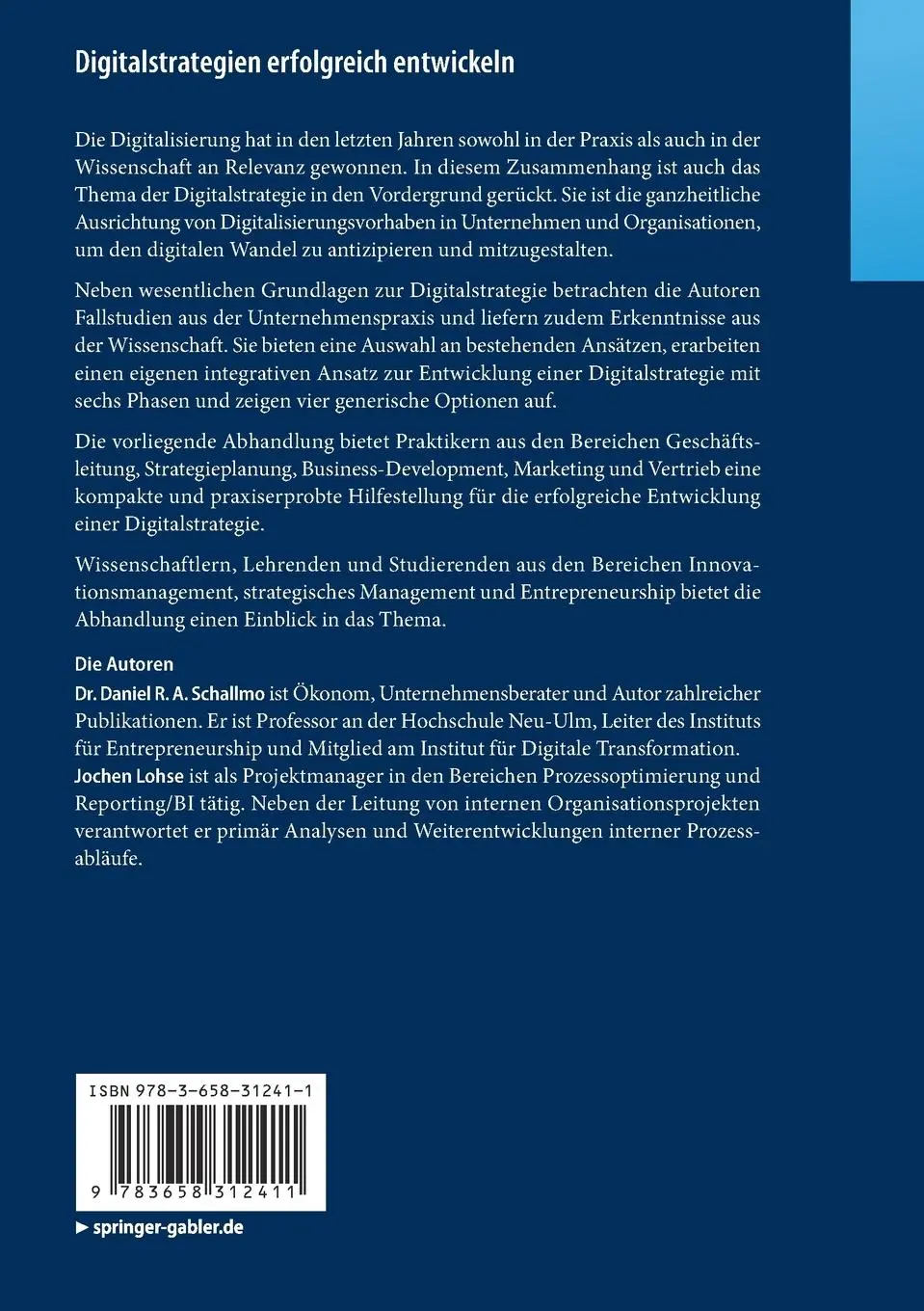 Rückseite: 9783658312411 | Digitalstrategien erfolgreich entwickeln | Schallmo (u. a.) | Buch