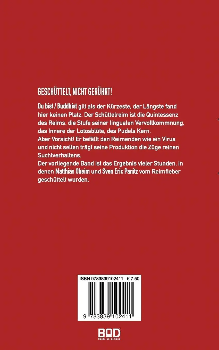 Rückseite: 9783839102411 | Geschüttelt, nicht gerührt! | Schüttelreime | Matthias Oheim (u. a.)