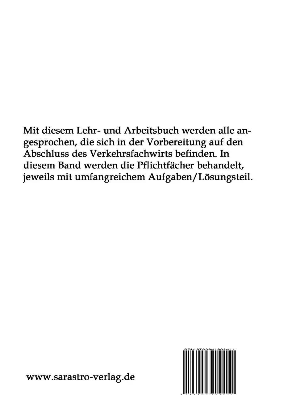 Rückseite: 9783941902411 | Verkehrsfachwirt - Das prüfungsrelevante Wissen | Thomas Padberg