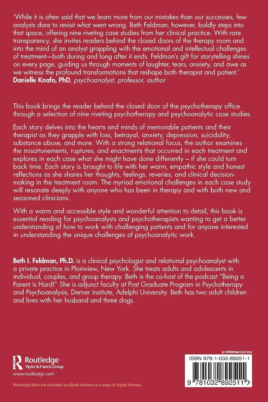 Rückseite: 9781032892511 | Case Studies in Relational Psychotherapy and Psychoanalysis | Feldman