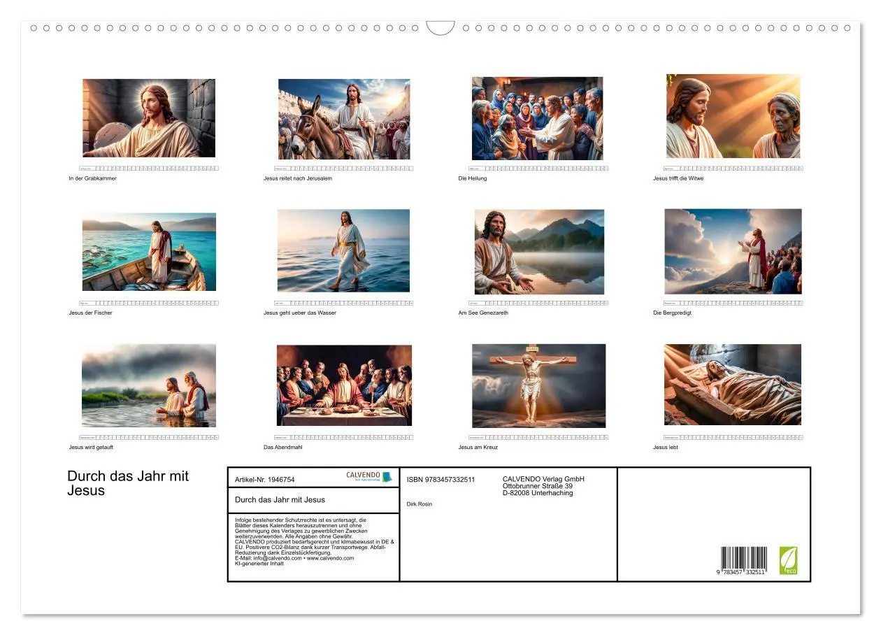 Bild: 9783457332511 | Durch das Jahr mit Jesus (Wandkalender 2026 DIN A2 quer), CALVENDO...