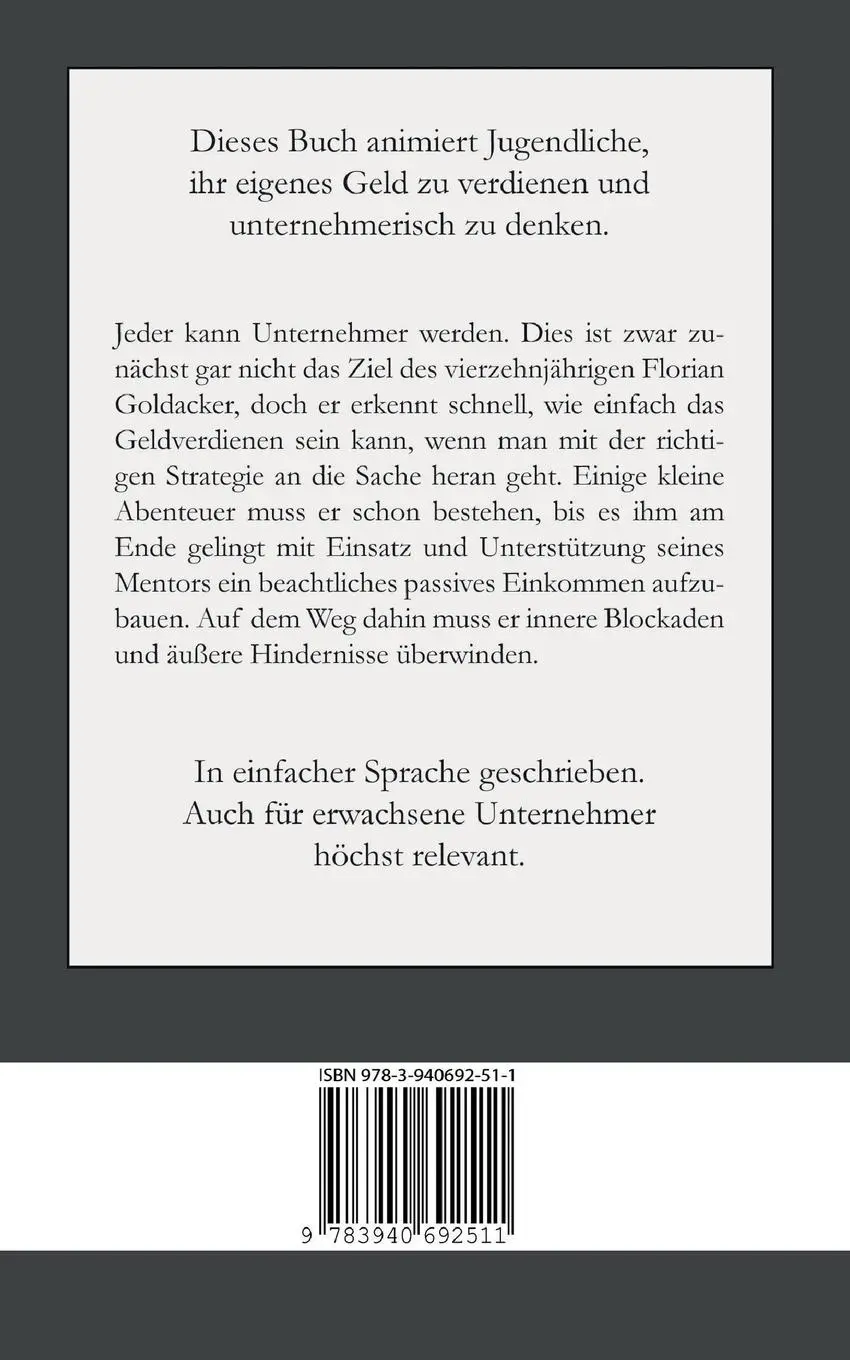 Rückseite: 9783940692511 | Florian wird Unternehmer | Das erste Geld | Stephan Landsiedel | Buch