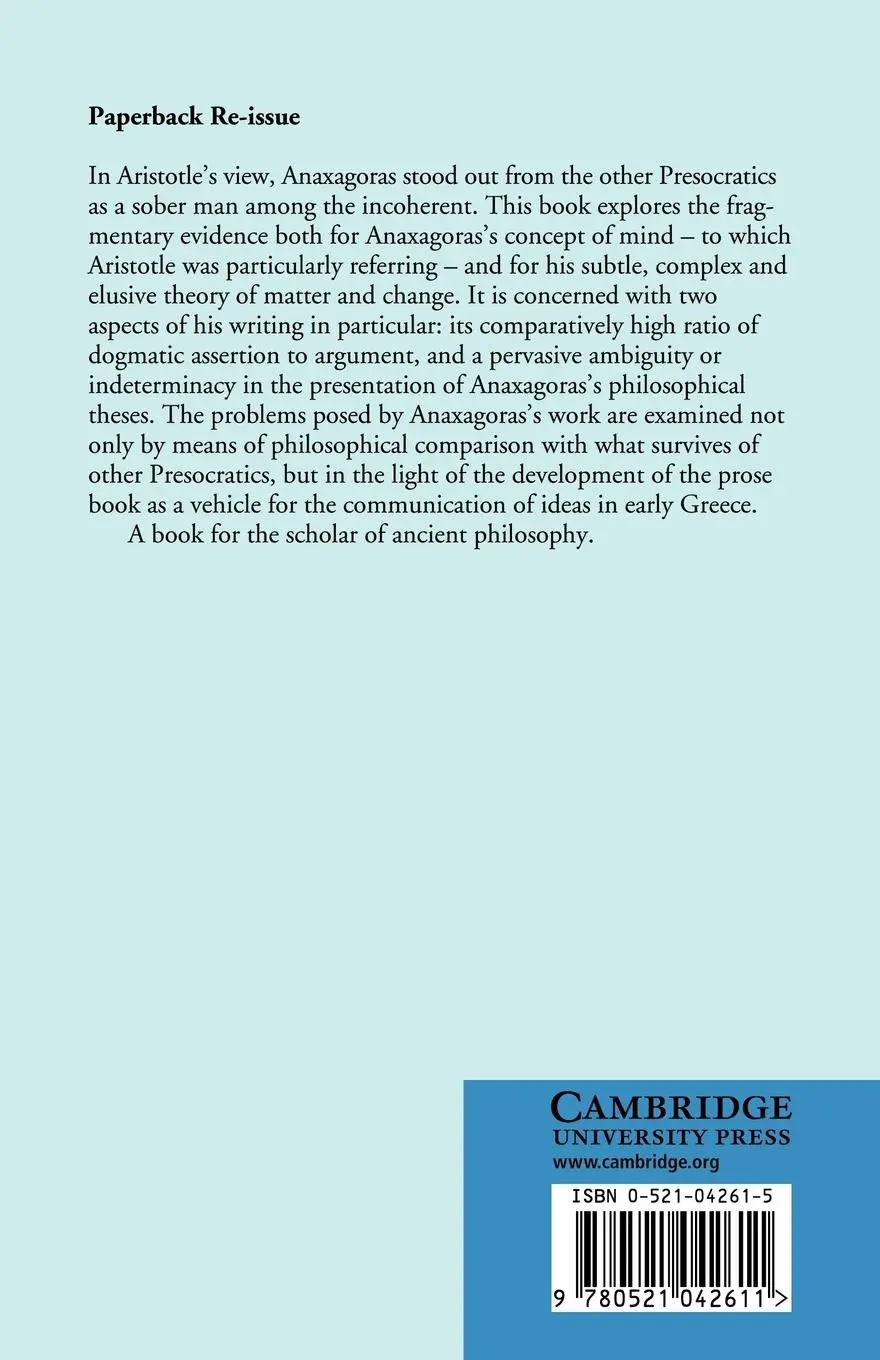 Rückseite: 9780521042611 | An Essay on Anaxagoras | Malcolm Schofield | Taschenbuch | Englisch