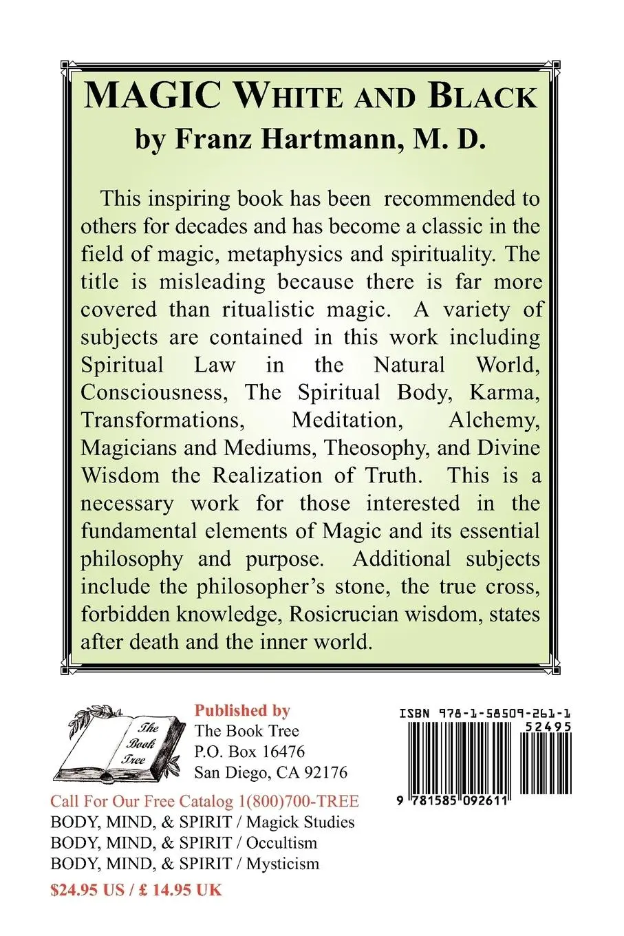 Rückseite: 9781585092611 | Magic White and Black | Franz Hartmann | Taschenbuch | Englisch | 2006