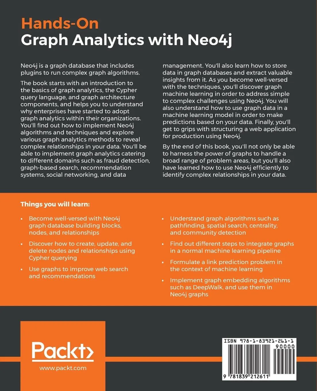 Rückseite: 9781839212611 | Hands-On Graph Analytics with Neo4j | Estelle Scifo | Taschenbuch