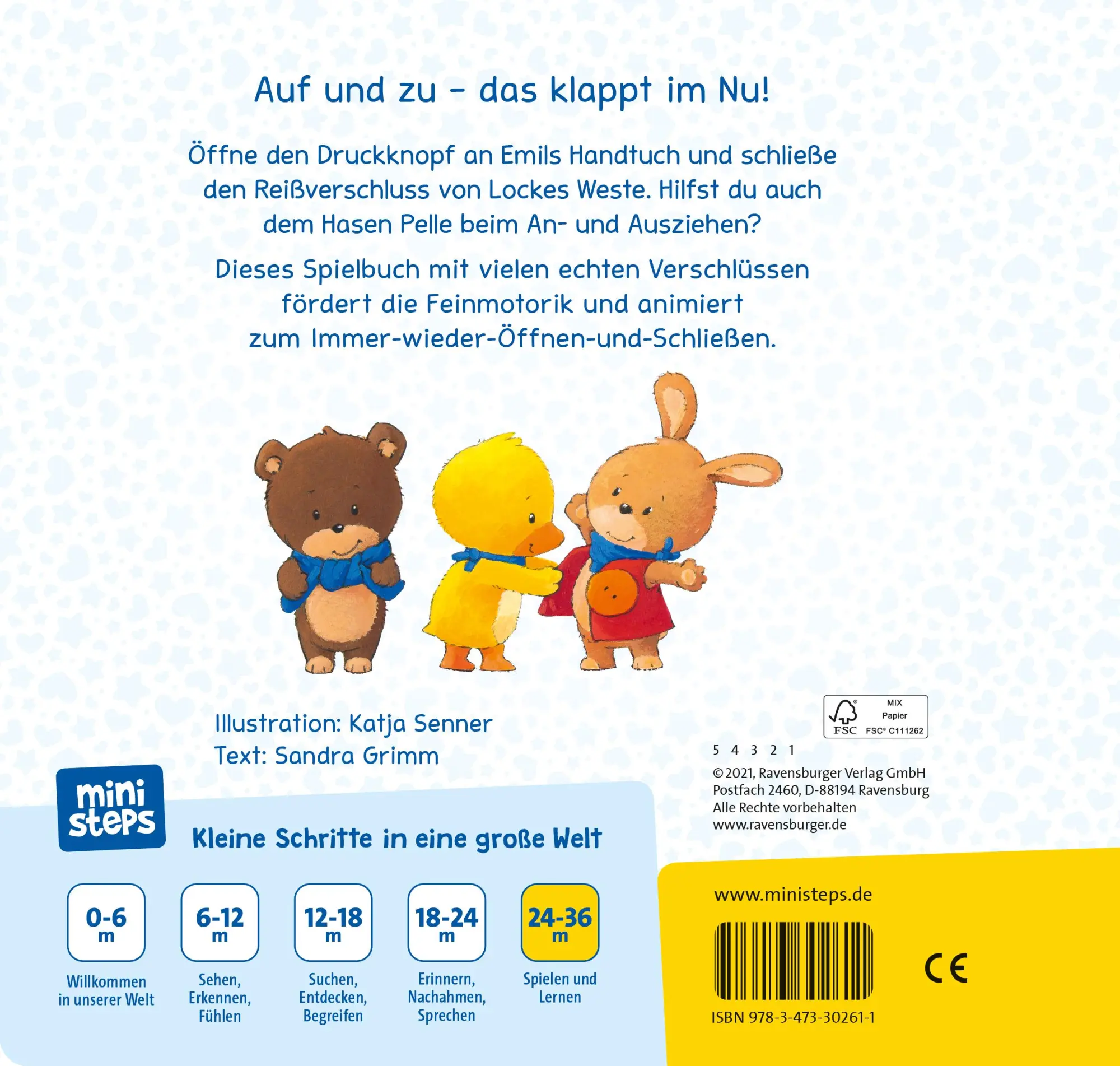 Rückseite: 9783473302611 | Knopf auf! Knopf zu! | Ab 24 Monaten | Sandra Grimm | Buch | ministeps