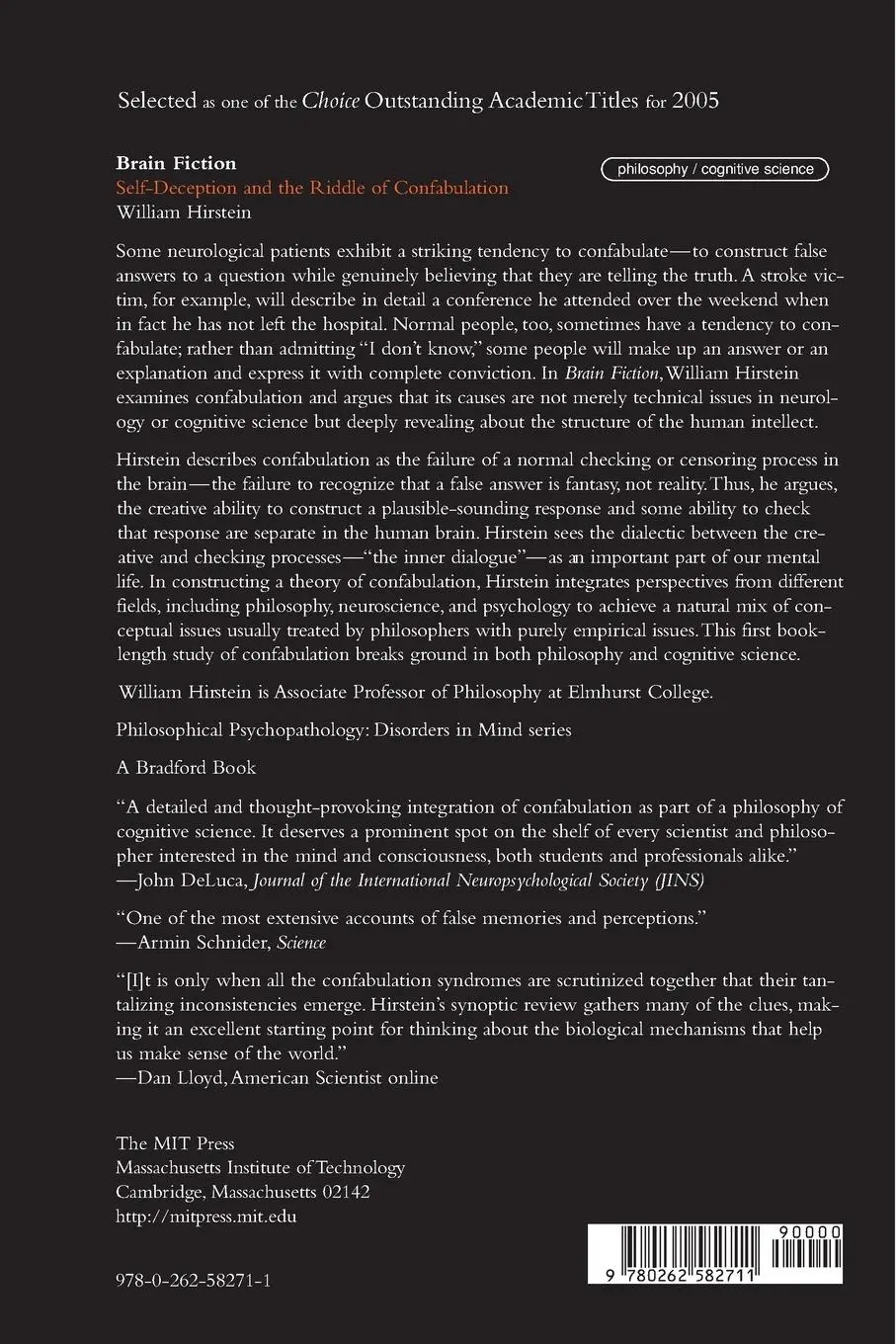Rückseite: 9780262582711 | Brain Fiction | Self-Deception and the Riddle of Confabulation | Buch