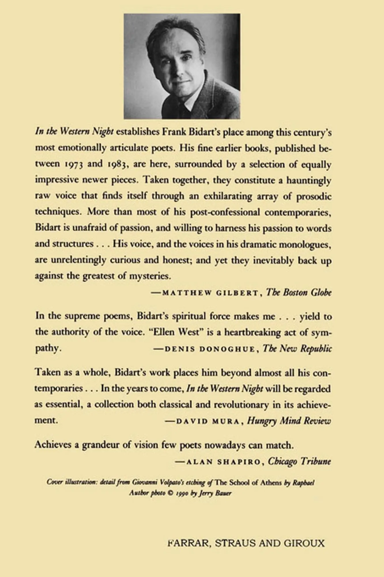 Rückseite: 9780374522711 | In the Western Night | Collected Poems 1965-90 | Frank Bidart | Buch
