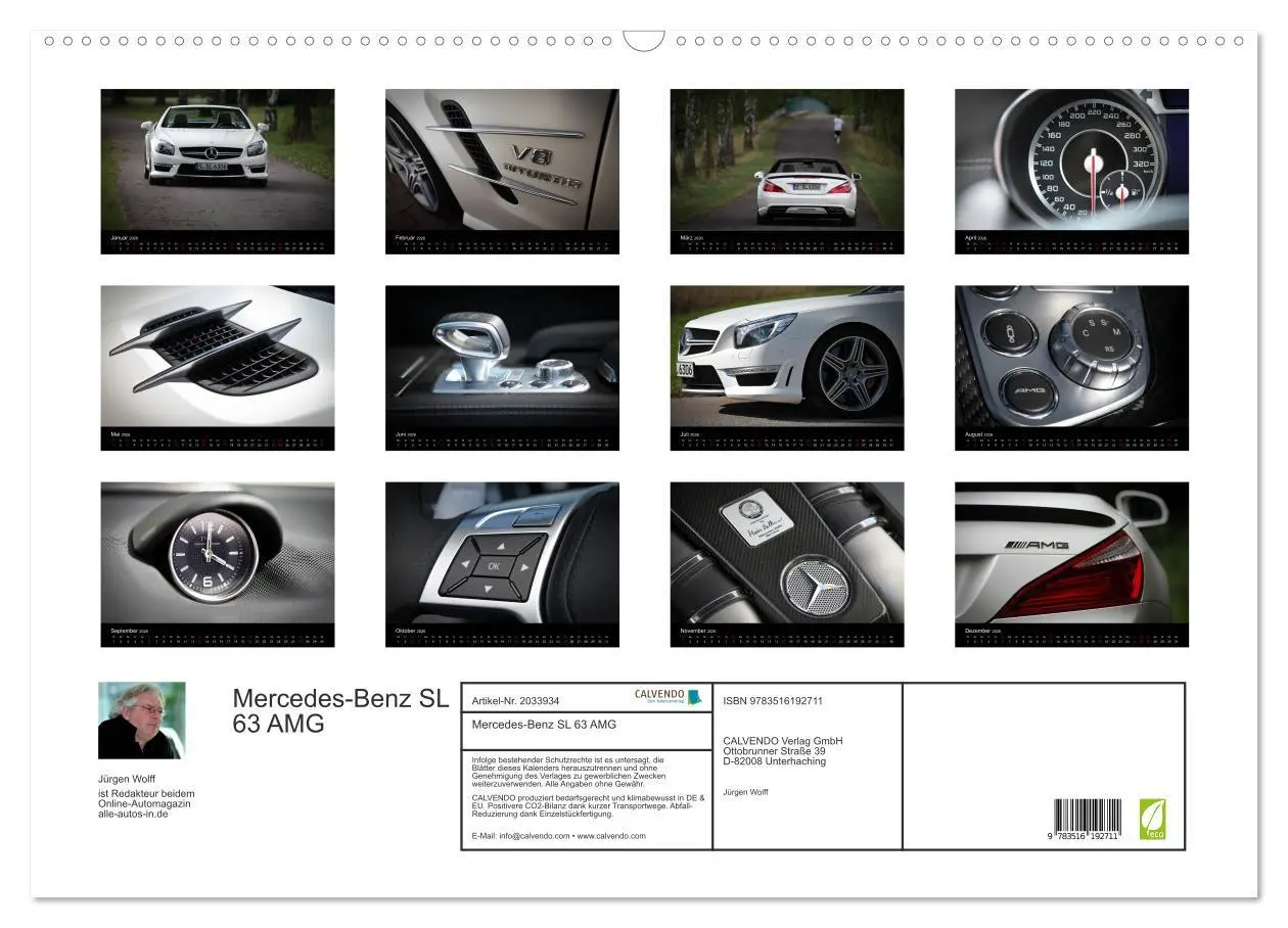 Bild: 9783516192711 | Mercedes-Benz SL 63 AMG (Wandkalender 2026 DIN A2 quer), CALVENDO...