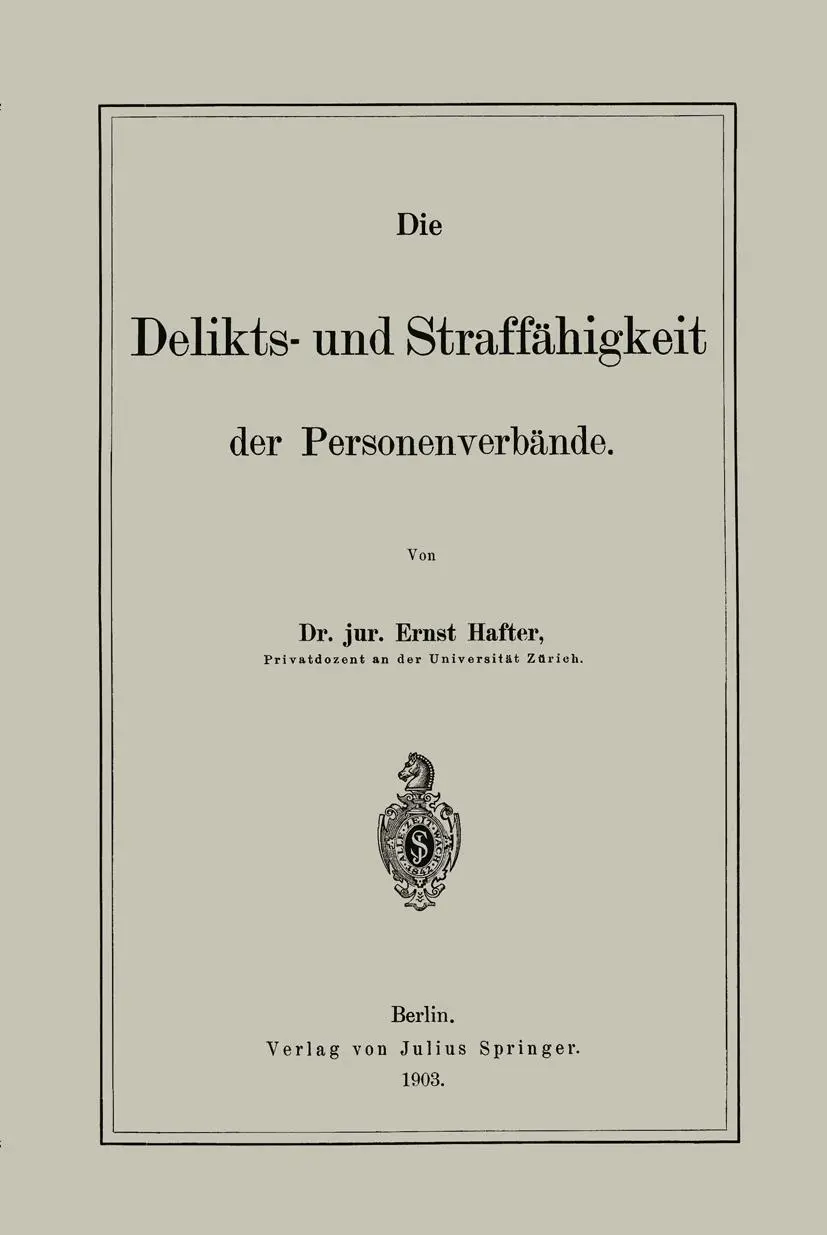 Die Delikts- und Straffähigkeit der Personenverbände (German Edition)