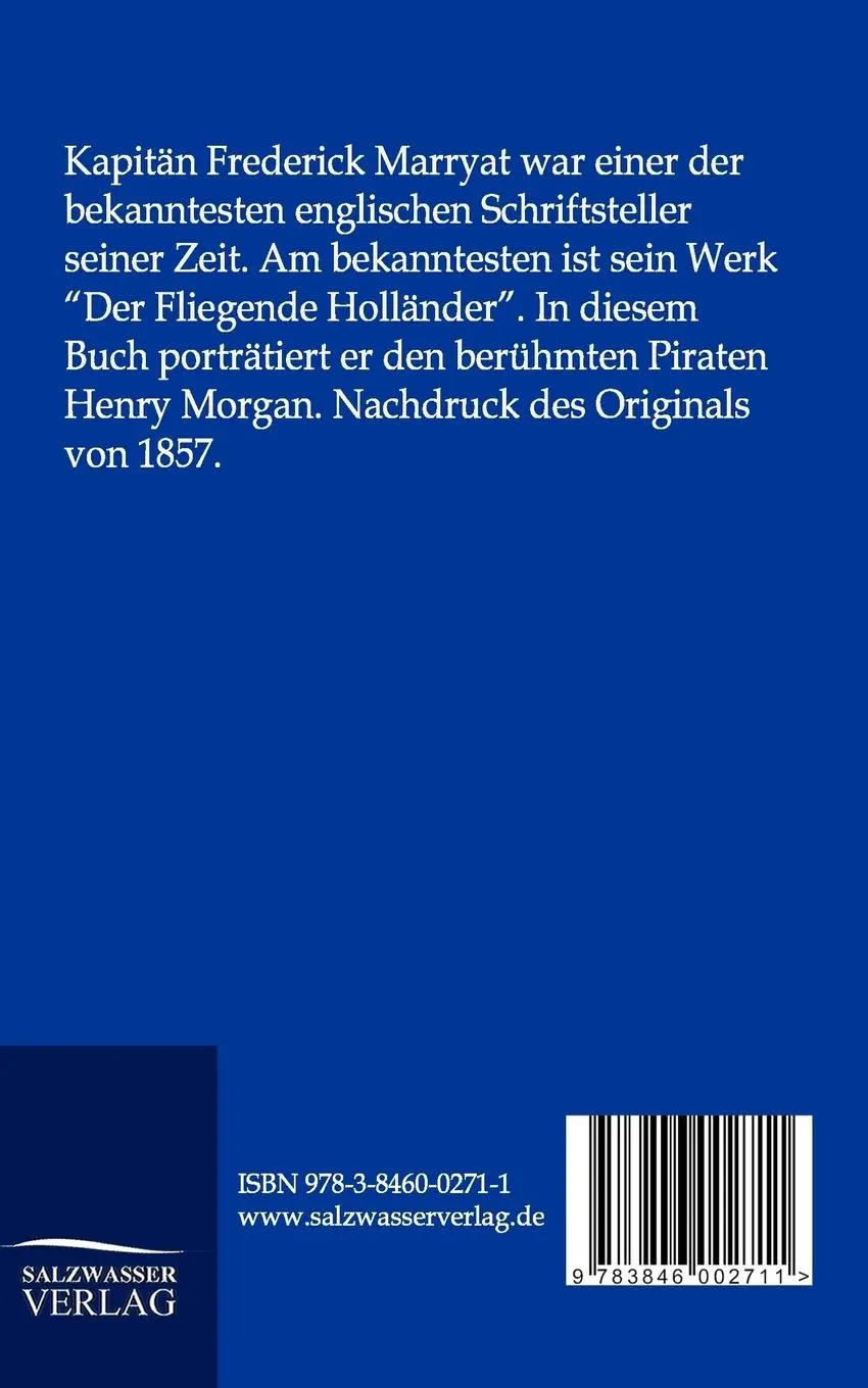Rückseite: 9783846002711 | Sir Henry Morgan, der Buccanier | Kapitän Frederick Marryat | Buch
