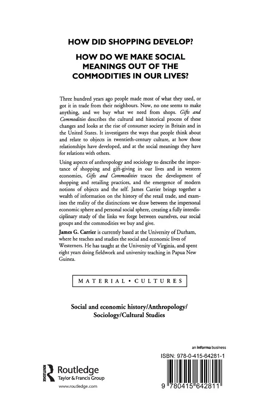 Rückseite: 9780415642811 | Gifts and Commodities | Exchange and Western Capitalism Since 1700