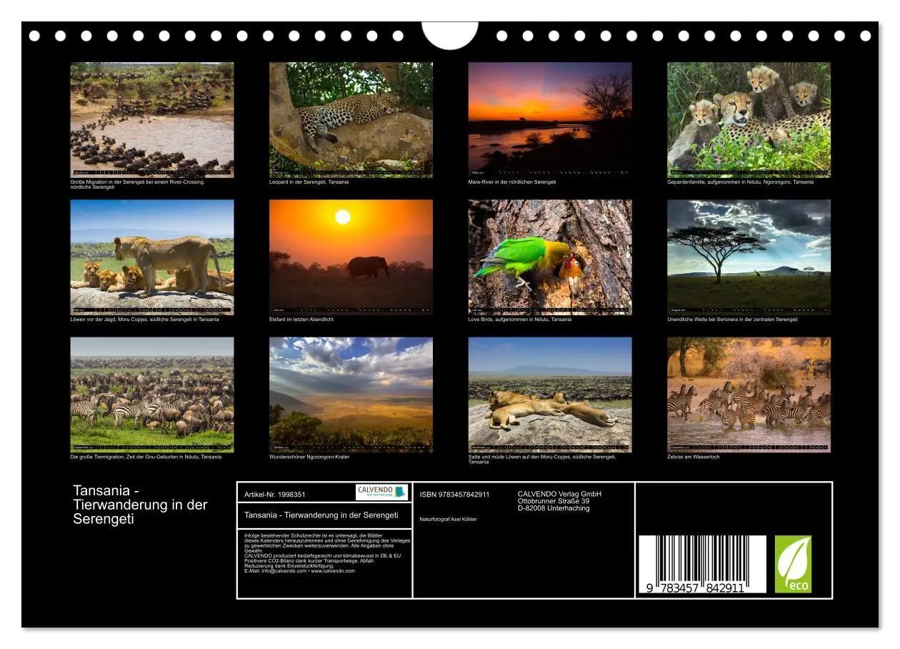 Bild: 9783457842911 | Tansania - Tierwanderung in der Serengeti (Wandkalender 2026 DIN A4...