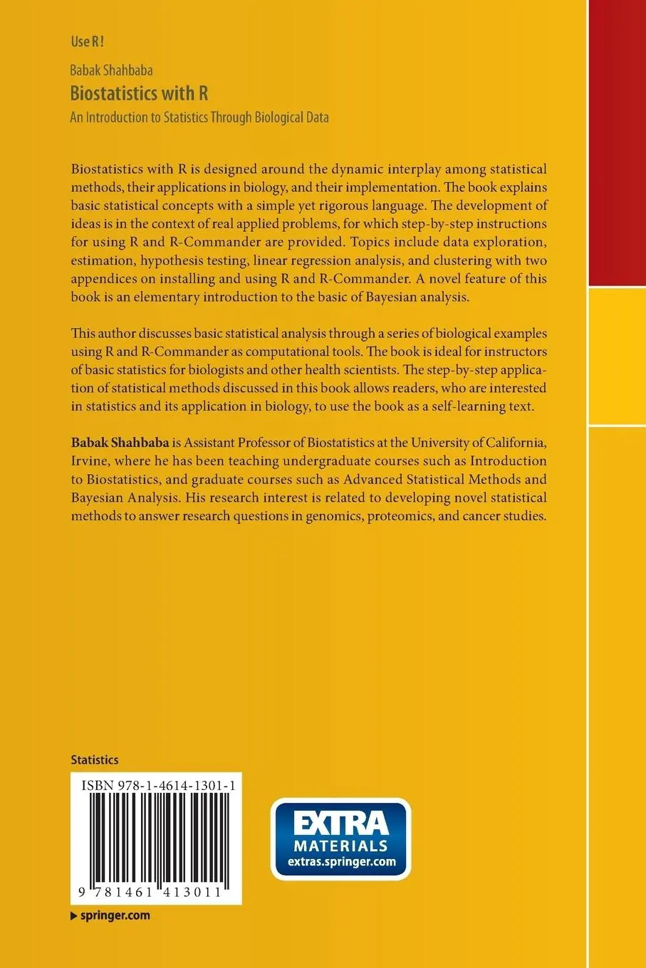 Rückseite: 9781461413011 | Biostatistics with R | Babak Shahbaba | Taschenbuch | xvi | Englisch