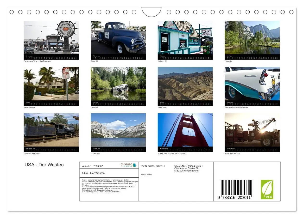 Bild: 9783516203011 | USA - Der Westen (Wandkalender 2026 DIN A4 quer), CALVENDO...