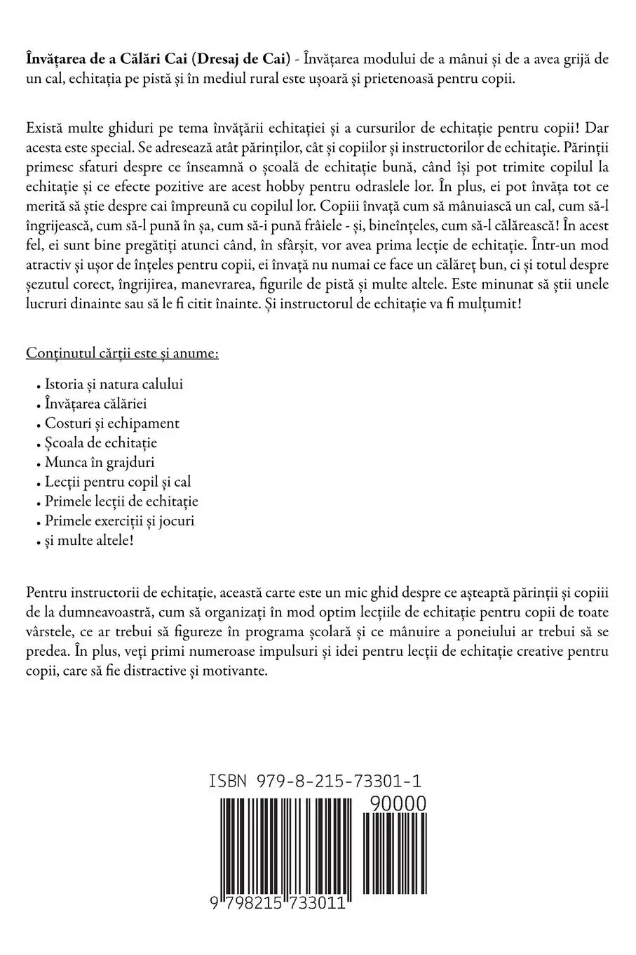 Rückseite: 9798215733011 | Înv¿¿area de a C¿l¿ri Cai (Dresaj de Cai) | Lucian Stan | Taschenbuch
