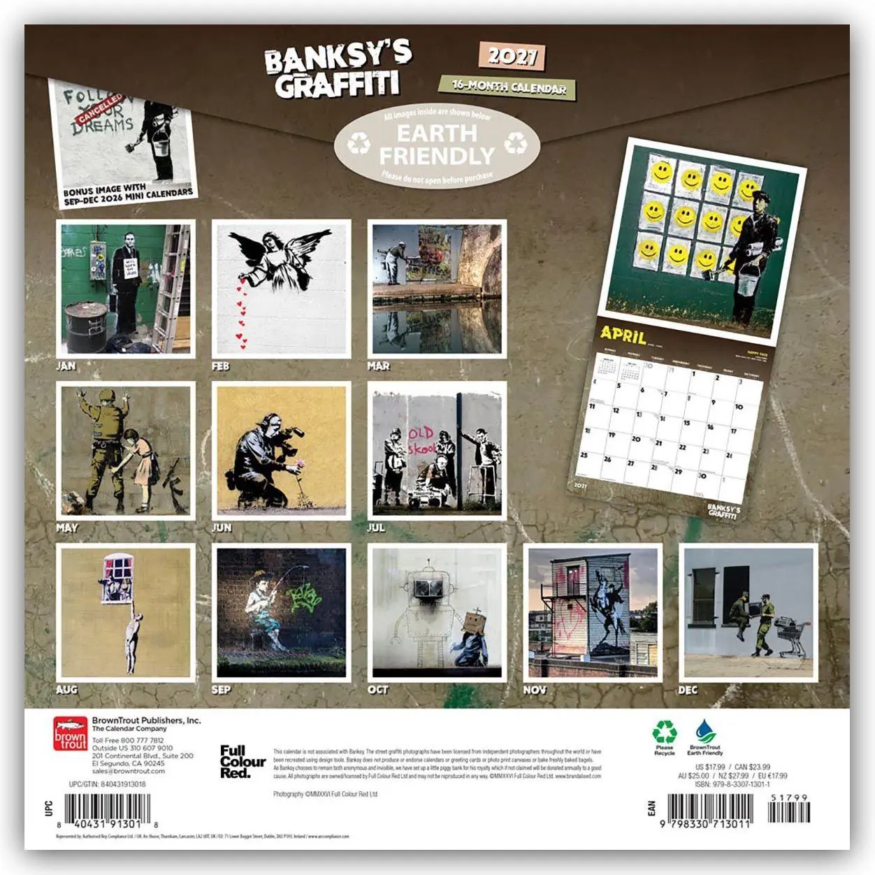Rückseite: 9798330713011 | Banksy's Graffiti 2027 - 16-Monatskalender | Browntrout Publishers
