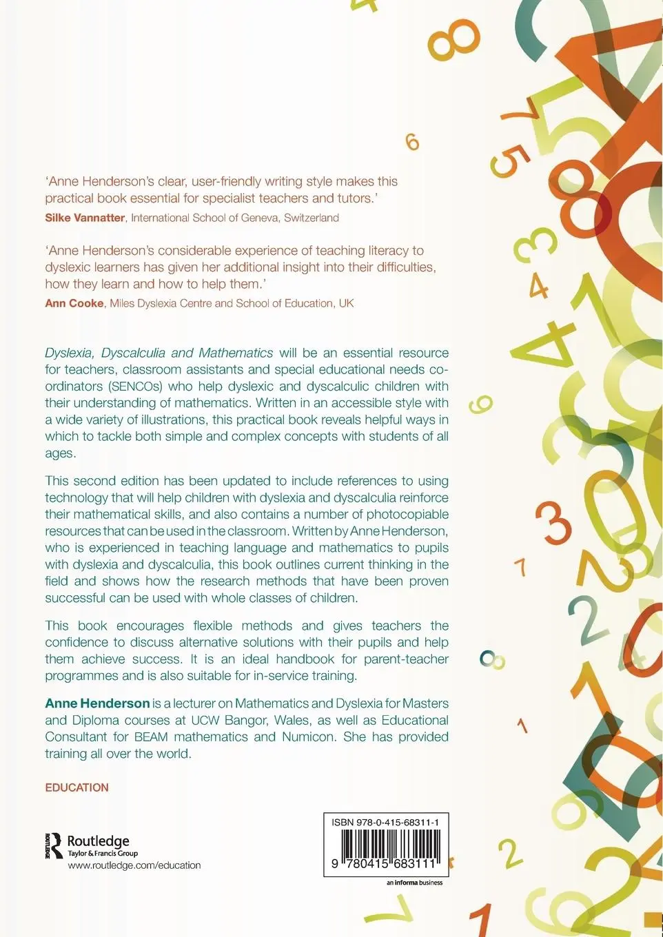 Rückseite: 9780415683111 | Dyslexia, Dyscalculia and Mathematics | A practical guide | Henderson