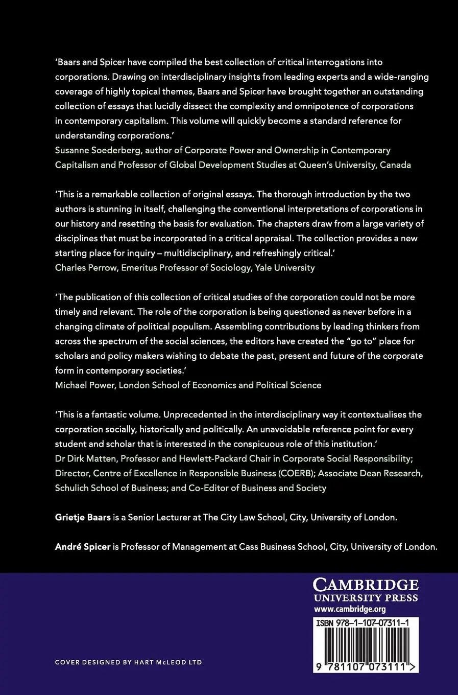 Rückseite: 9781107073111 | The Corporation | Grietje Baars (u. a.) | Buch | Englisch | 2019