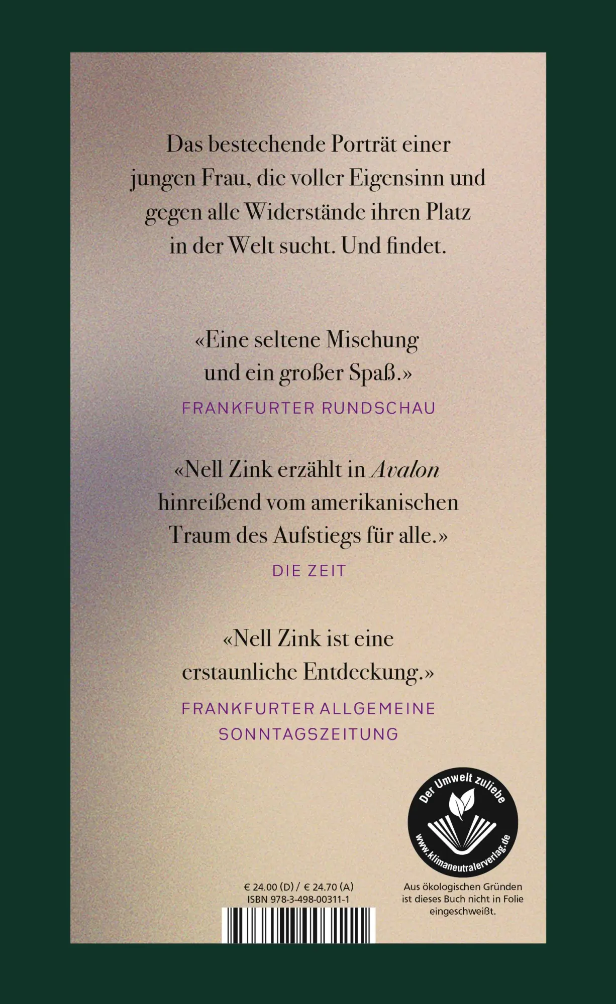 Rückseite: 9783498003111 | Avalon | Nell Zink | Buch | 272 S. | Deutsch | 2023