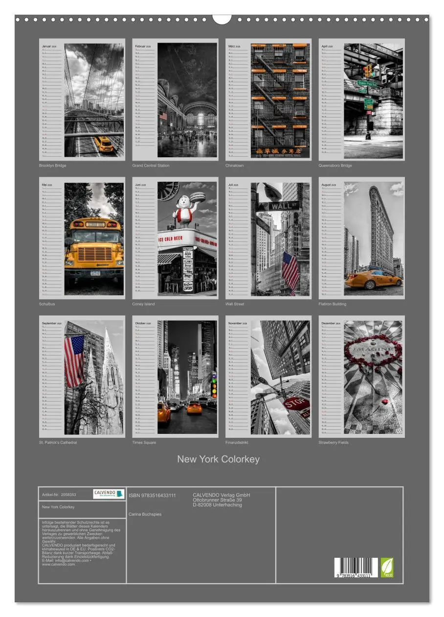 Bild: 9783516433111 | New York Colorkey (Wandkalender 2026 DIN A2 hoch), CALVENDO...