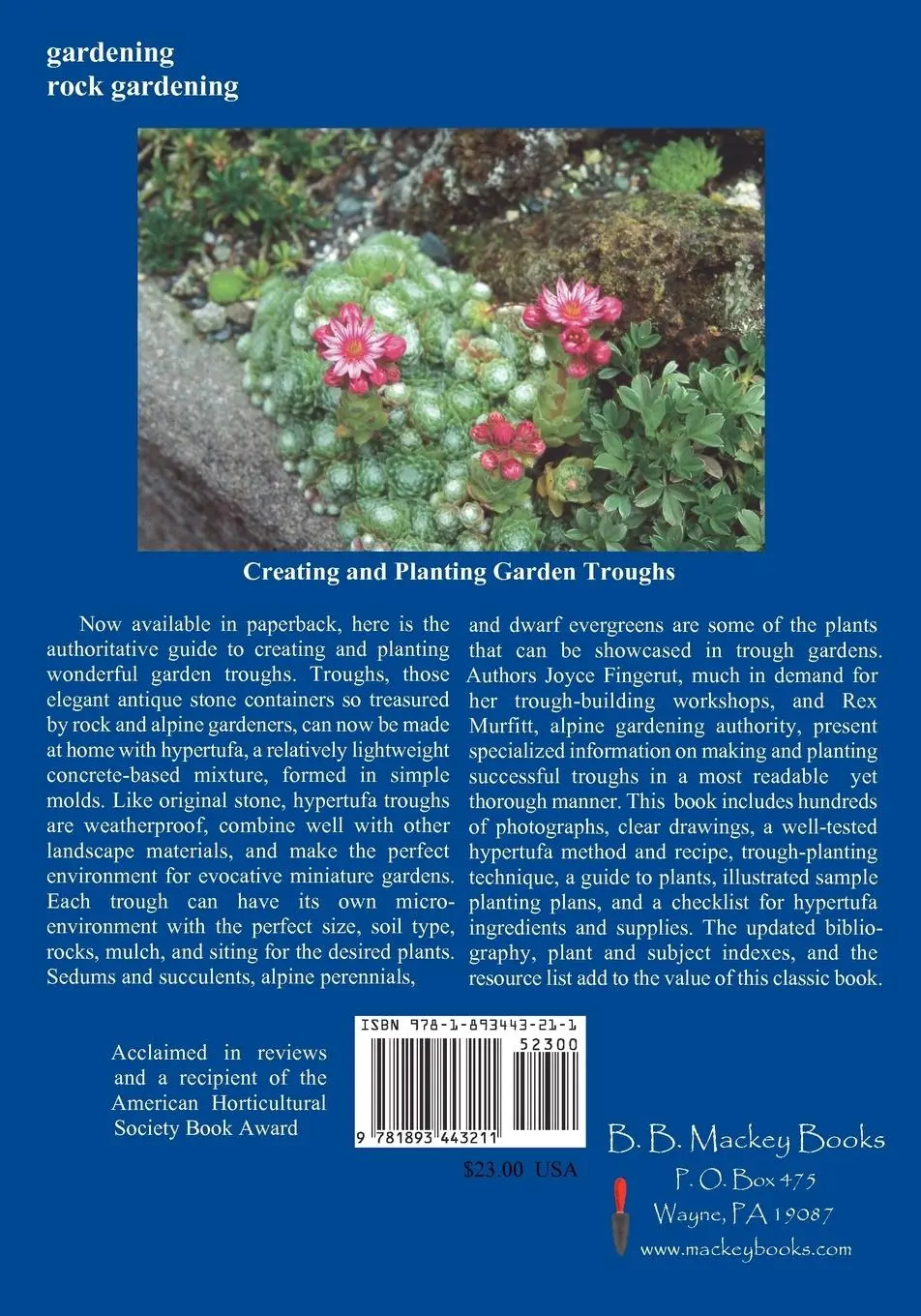 Rückseite: 9781893443211 | Creating and Planting Garden Troughs | Joyce Fingerut (u. a.) | Buch