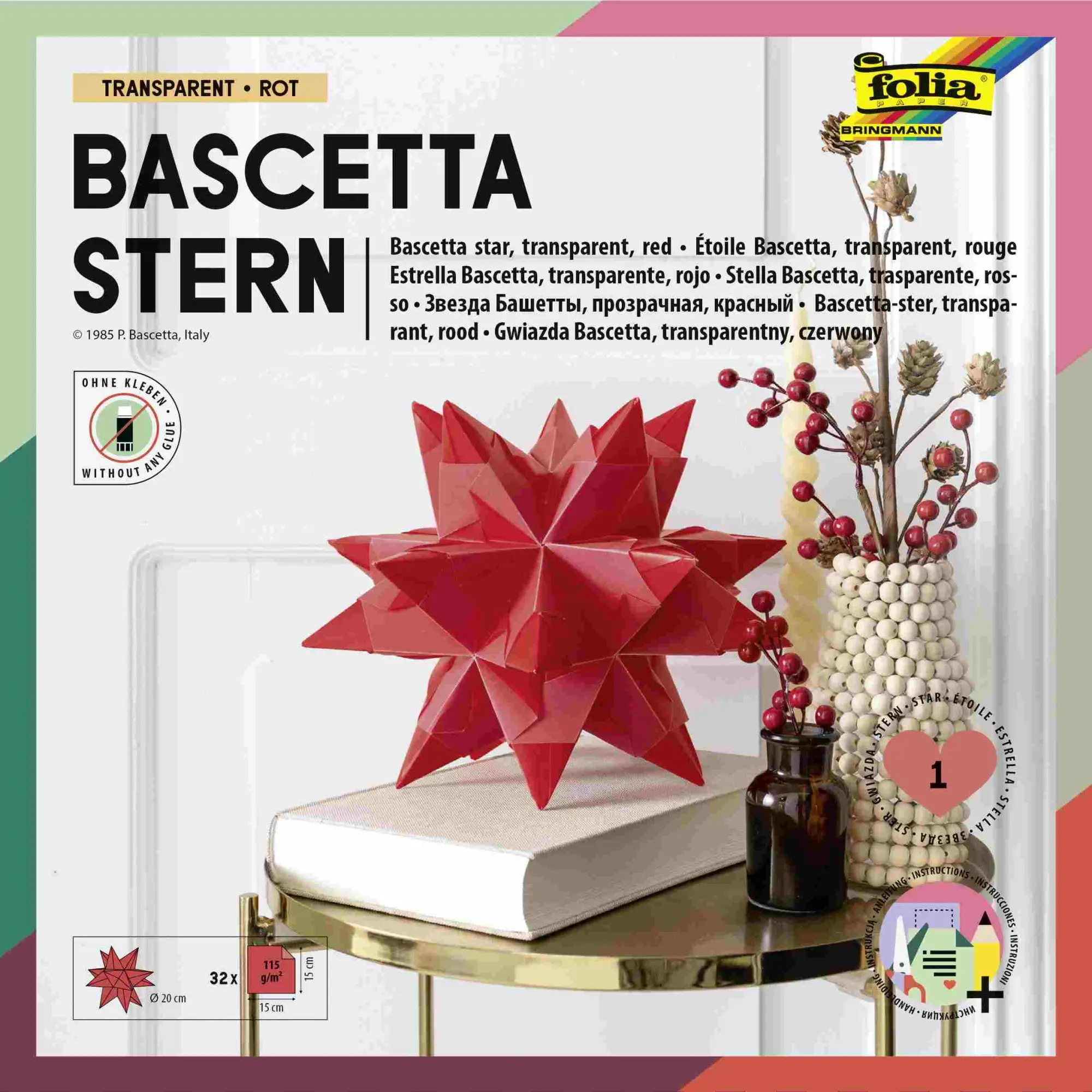 Cover: 4001868033311 | Folia Bascetta-Stern Set, TRANSPARENTPAPIER 115g/m², 15x15cm, 32...