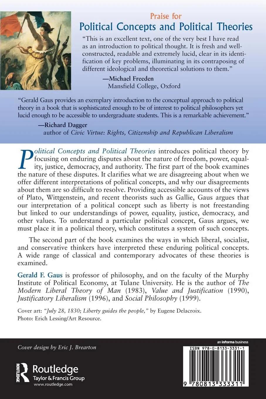 Rückseite: 9780813333311 | Political Concepts And Political Theories | Gerald Gaus | Taschenbuch