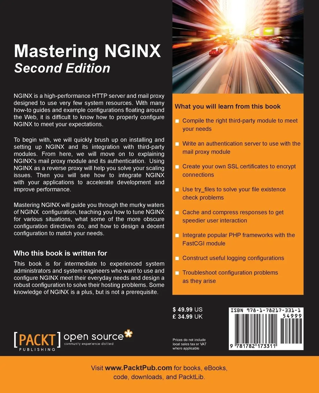 Rückseite: 9781782173311 | Mastering NGINX - Second Edition | Dimitri Aivaliotis | Taschenbuch