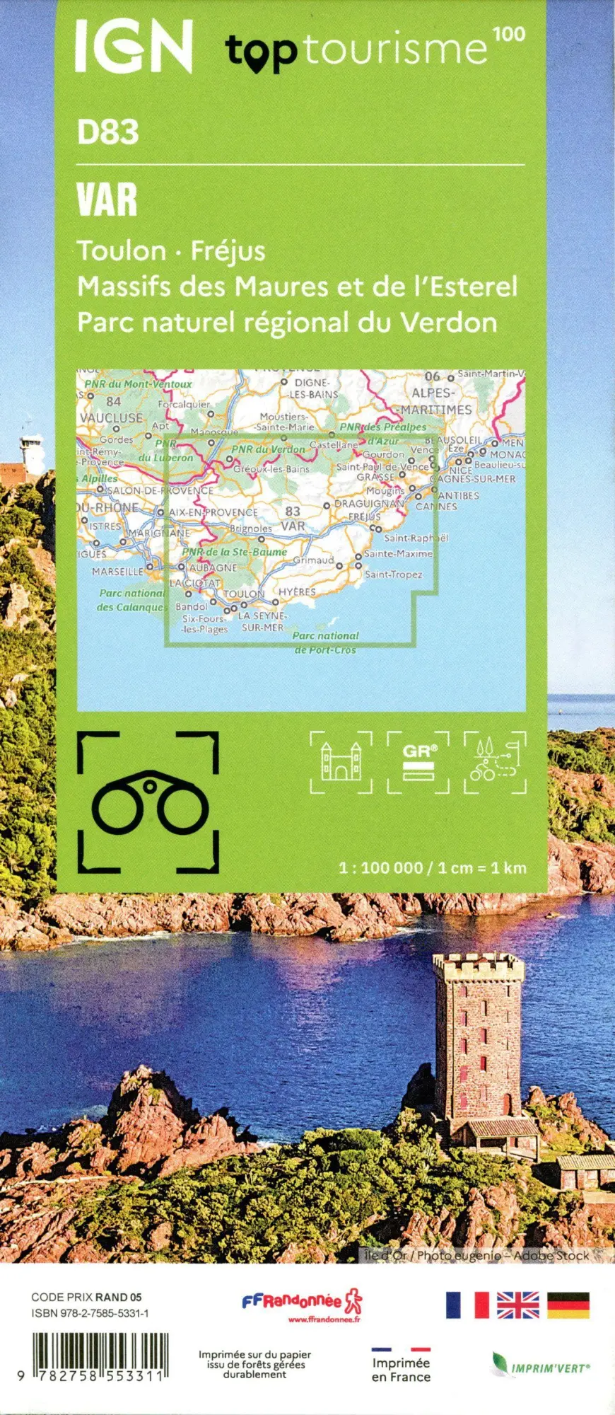 Bild: 9782758553311 | 83 Var-Toulon | 1:100000 | (Land-)Karte | IGN Top 100 départemental