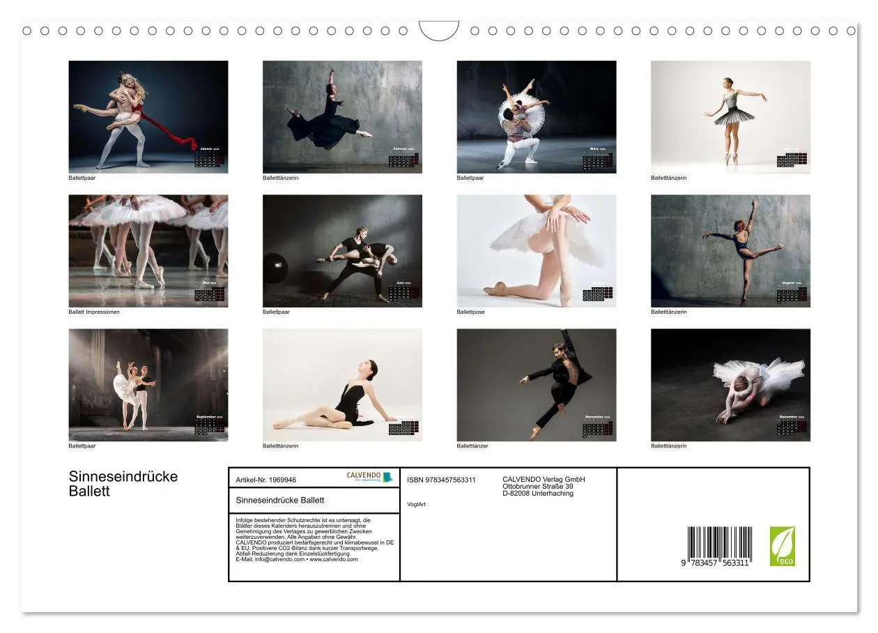 Bild: 9783457563311 | Sinneseindrücke Ballett (Wandkalender 2026 DIN A3 quer), CALVENDO...