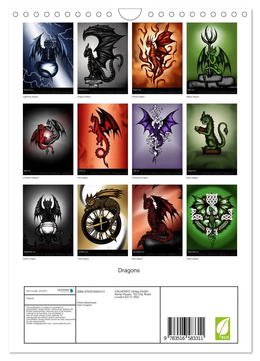 Bild: 9783516583311 | Dragons (Wall Calendar 2026 DIN A4 portrait), CALVENDO 12 Month...