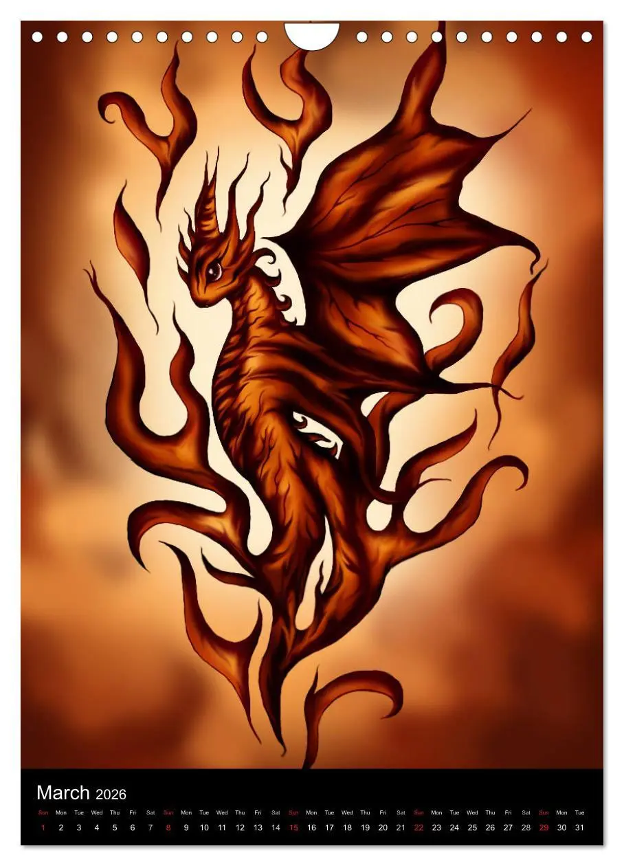 Bild: 9783516583311 | Dragons (Wall Calendar 2026 DIN A4 portrait), CALVENDO 12 Month...