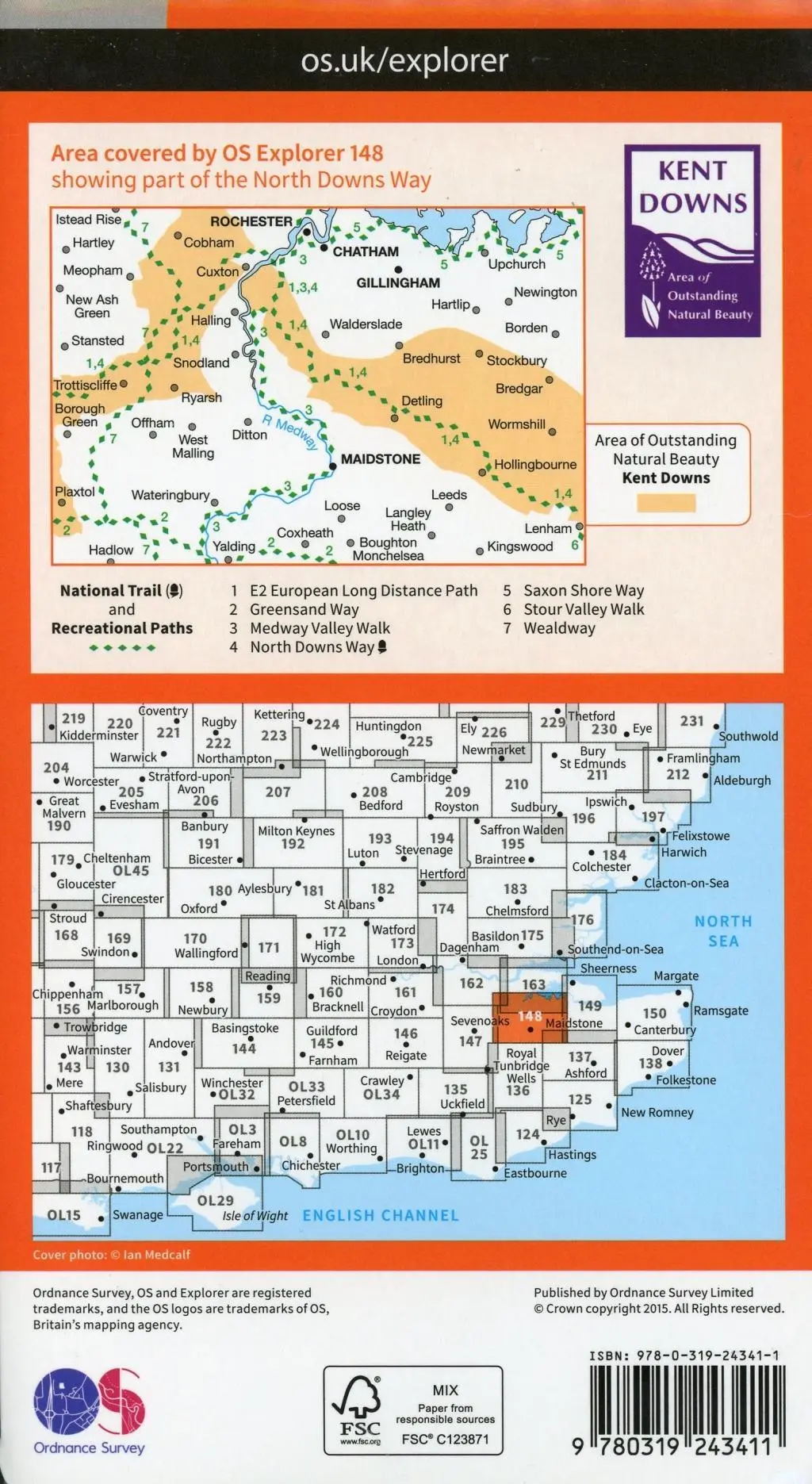 Bild: 9780319243411 | Maidstone and the Medway Towns | Ordnance Survey | (Land-)Karte | 2015