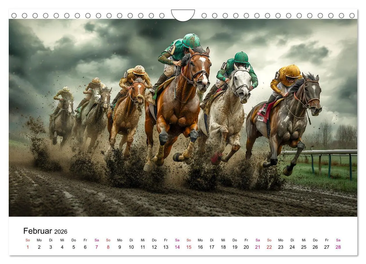 Bild: 9783457313411 | Pferderennen (Wandkalender 2026 DIN A4 quer), CALVENDO Monatskalender