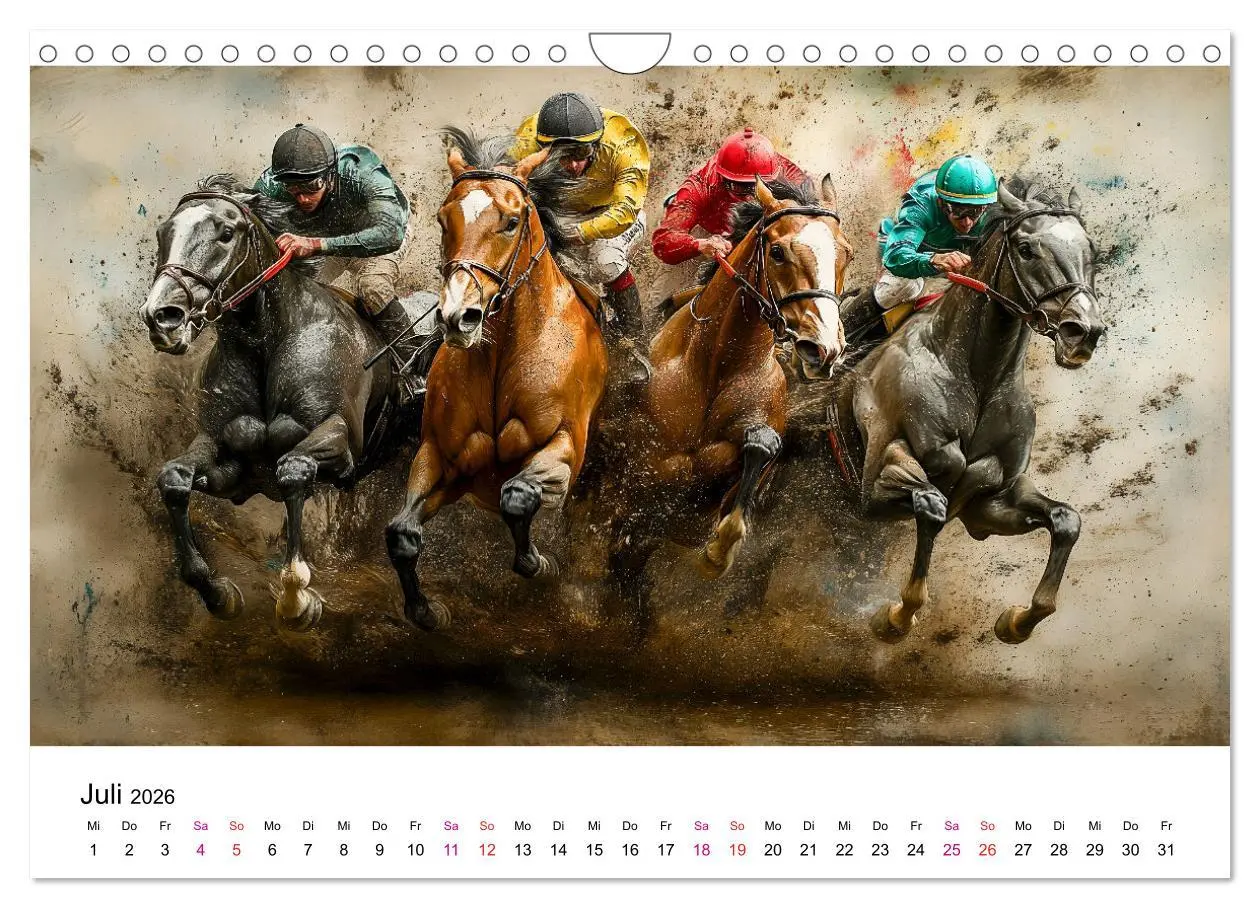 Bild: 9783457313411 | Pferderennen (Wandkalender 2026 DIN A4 quer), CALVENDO Monatskalender