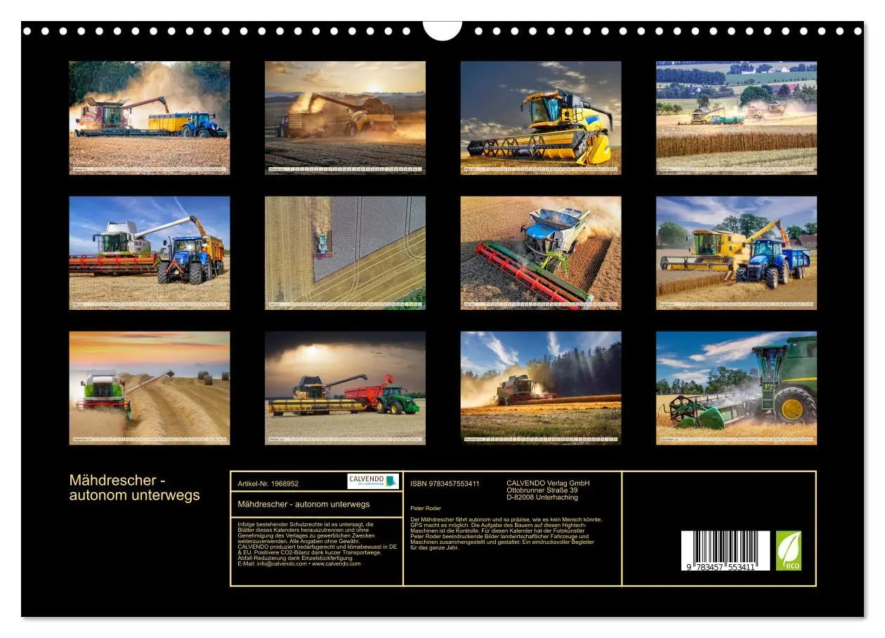 Bild: 9783457553411 | Mähdrescher - autonom unterwegs (Wandkalender 2026 DIN A3 quer),...